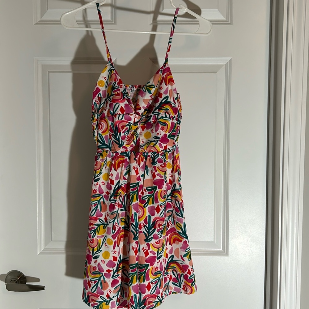 Colorful spaghetti strap mini dress